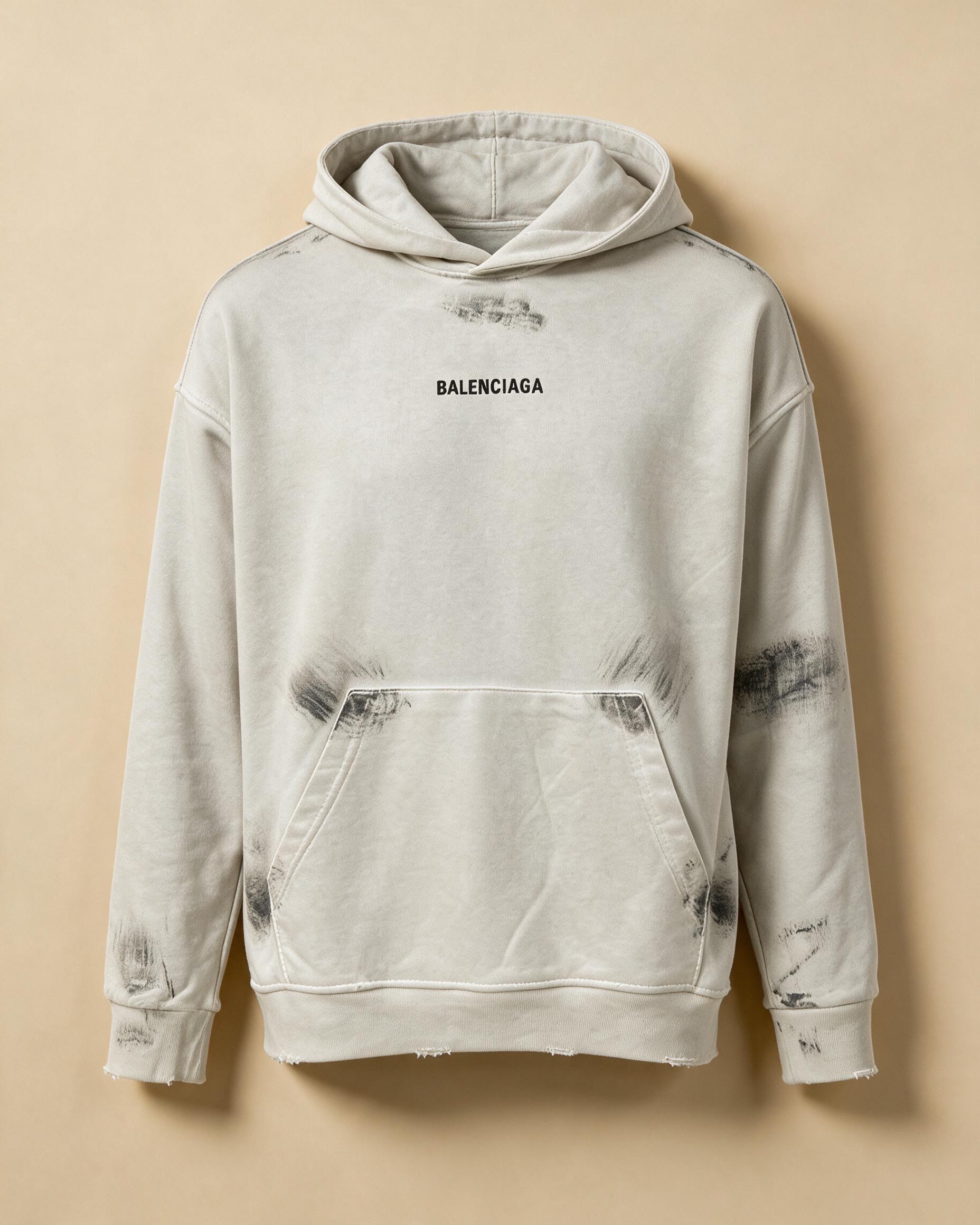 Felpa con cappuccio usata effetto sporco modello oversize