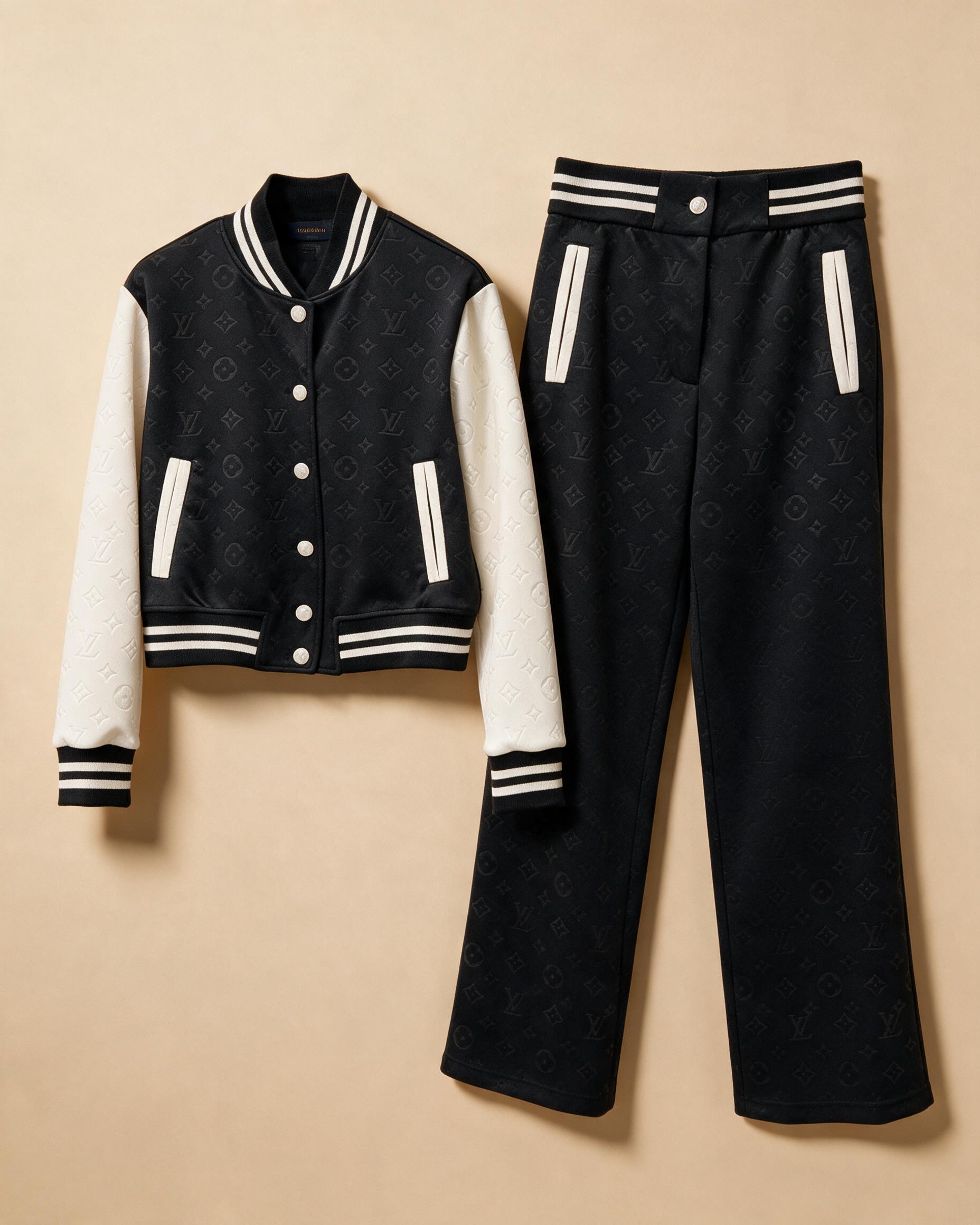 Completo giacca e pantalone usato stile varsity bicolore