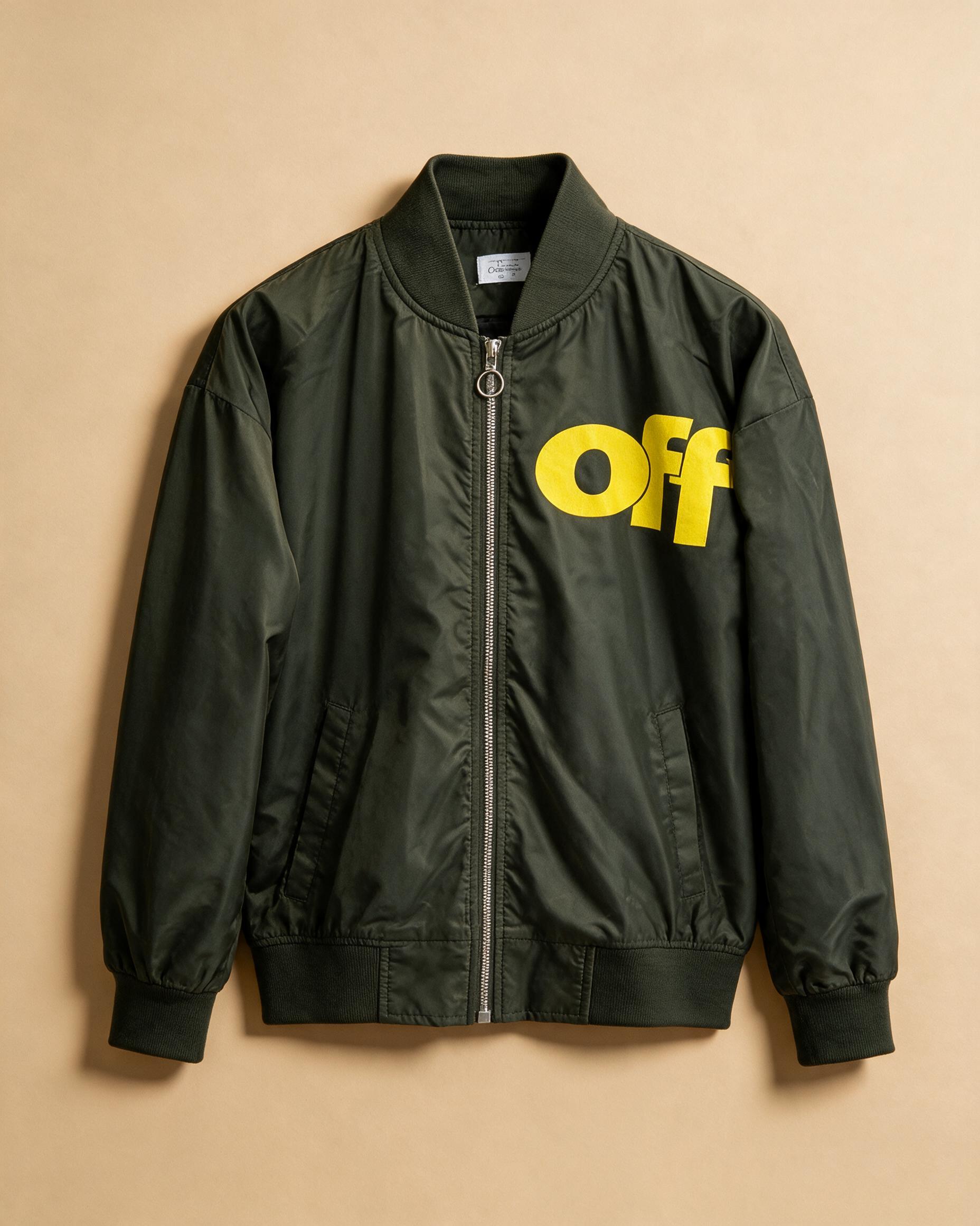 Giacca bomber usata con stampe gialle