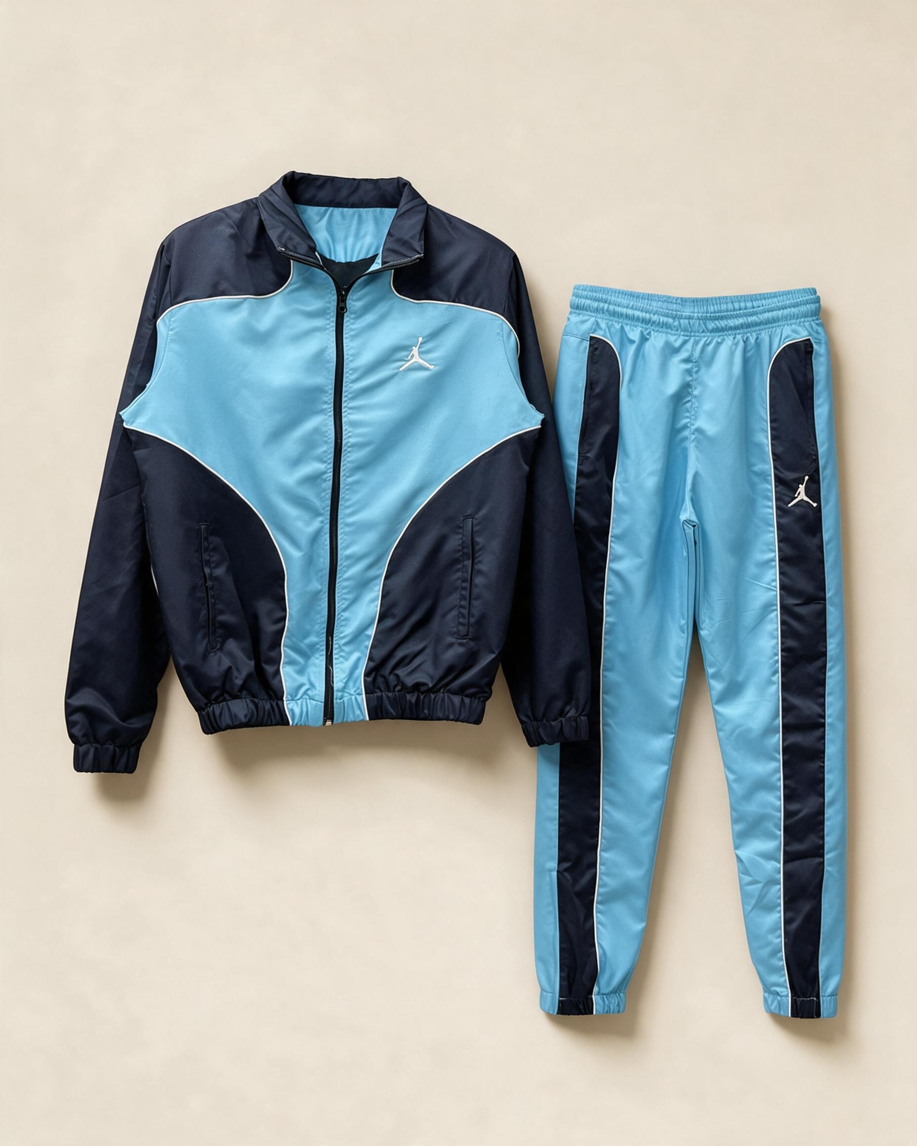 Tuta sportiva bicolore due pezzi: giacca zip e pantalone jogger