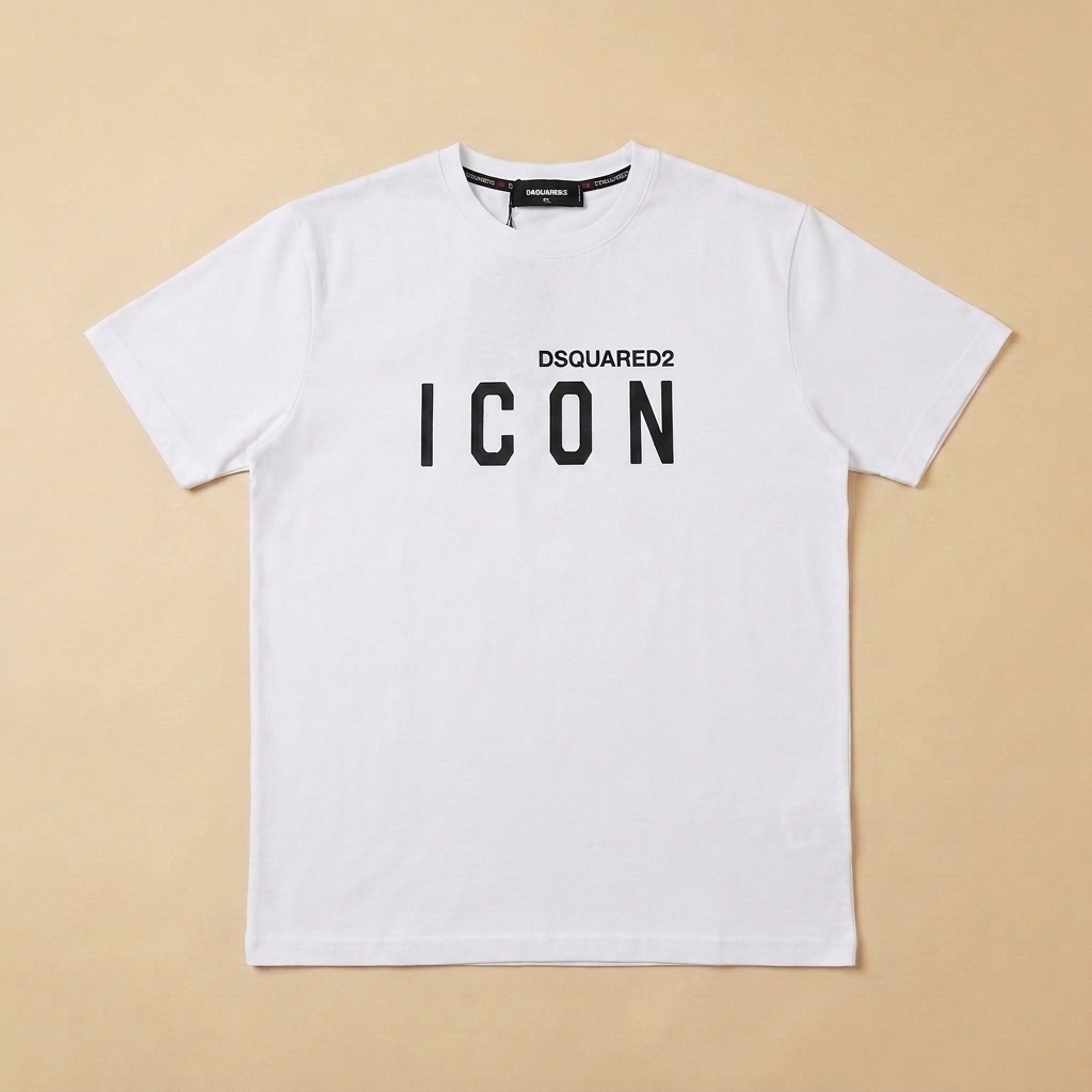 T-shirt usata bianca con logo ICON nero