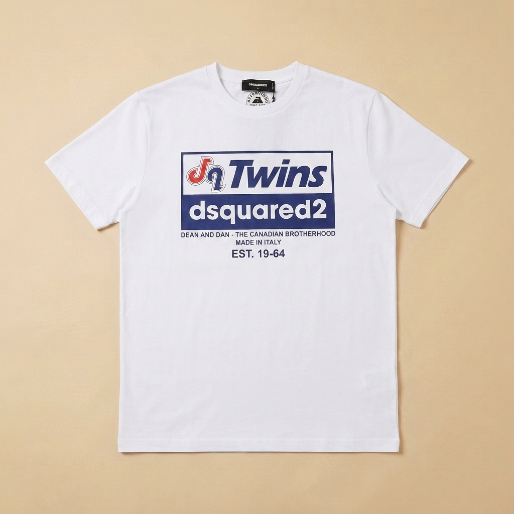 T-shirt usata bianca con logo Twins blu e rosso